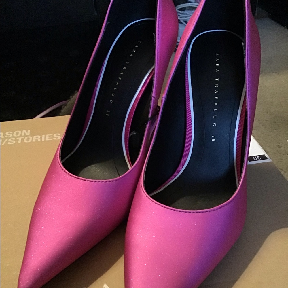 Zara Pink shiny High heels size 6